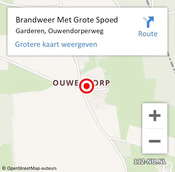 Locatie op kaart van de 112 melding: Brandweer Met Grote Spoed Naar Garderen, Ouwendorperweg op 2 oktober 2024 16:05