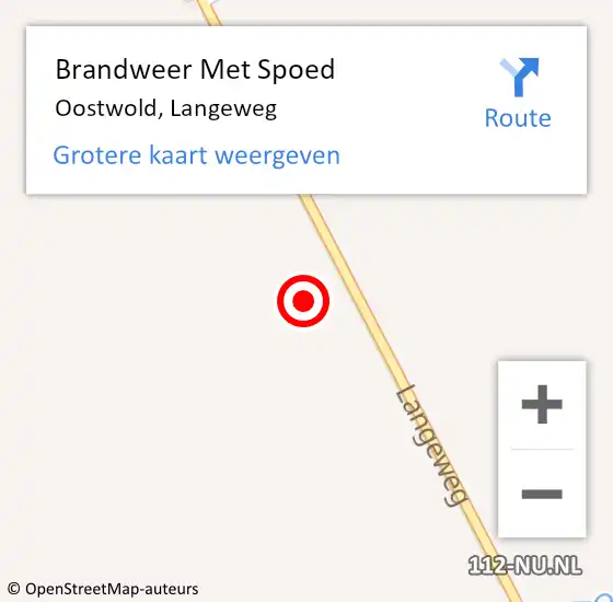 Locatie op kaart van de 112 melding: Brandweer Met Spoed Naar Oostwold, Langeweg op 2 oktober 2024 16:15