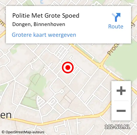 Locatie op kaart van de 112 melding: Politie Met Grote Spoed Naar Dongen, Binnenhoven op 2 oktober 2024 16:18