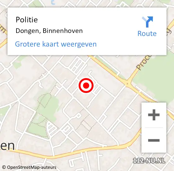 Locatie op kaart van de 112 melding: Politie Dongen, Binnenhoven op 2 oktober 2024 16:18