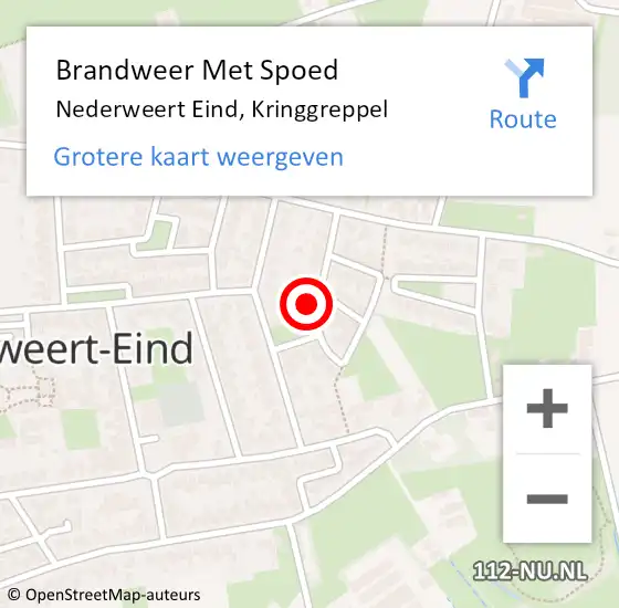 Locatie op kaart van de 112 melding: Brandweer Met Spoed Naar Nederweert Eind, Kringgreppel op 2 oktober 2024 16:27