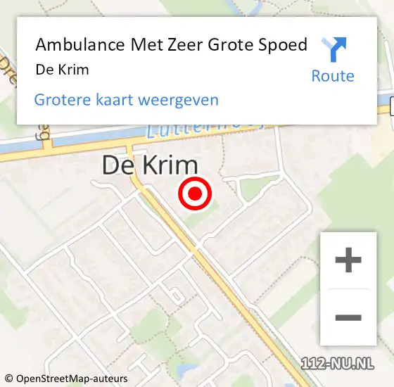 Locatie op kaart van de 112 melding: Ambulance Met Zeer Grote Spoed Naar De Krim op 2 oktober 2024 16:31