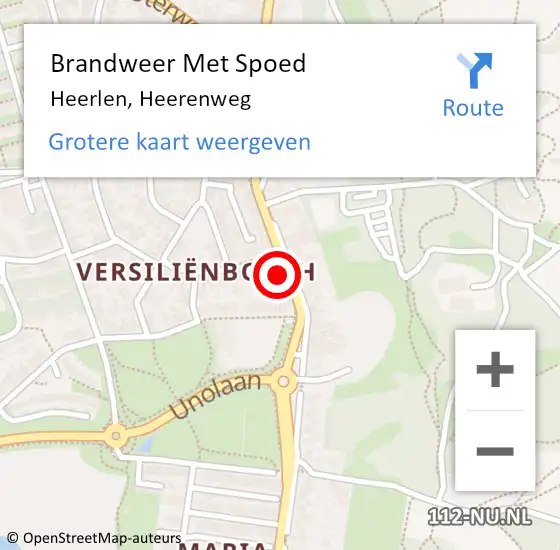 Locatie op kaart van de 112 melding: Brandweer Met Spoed Naar Heerlen, Heerenweg op 2 oktober 2024 16:40