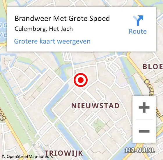 Locatie op kaart van de 112 melding: Brandweer Met Grote Spoed Naar Culemborg, Het Jach op 2 oktober 2024 16:41