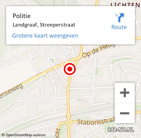 Locatie op kaart van de 112 melding: Politie Landgraaf, Streeperstraat op 2 oktober 2024 17:04