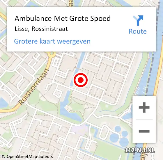 Locatie op kaart van de 112 melding: Ambulance Met Grote Spoed Naar Lisse, Rossinistraat op 2 oktober 2024 17:27