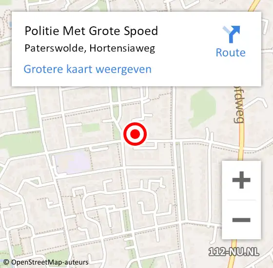 Locatie op kaart van de 112 melding: Politie Met Grote Spoed Naar Paterswolde, Hortensiaweg op 2 oktober 2024 17:41