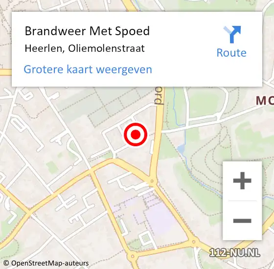 Locatie op kaart van de 112 melding: Brandweer Met Spoed Naar Heerlen, Oliemolenstraat op 2 oktober 2024 18:12