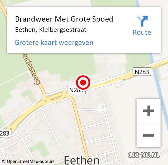 Locatie op kaart van de 112 melding: Brandweer Met Grote Spoed Naar Eethen, Kleibergsestraat op 2 oktober 2024 18:44