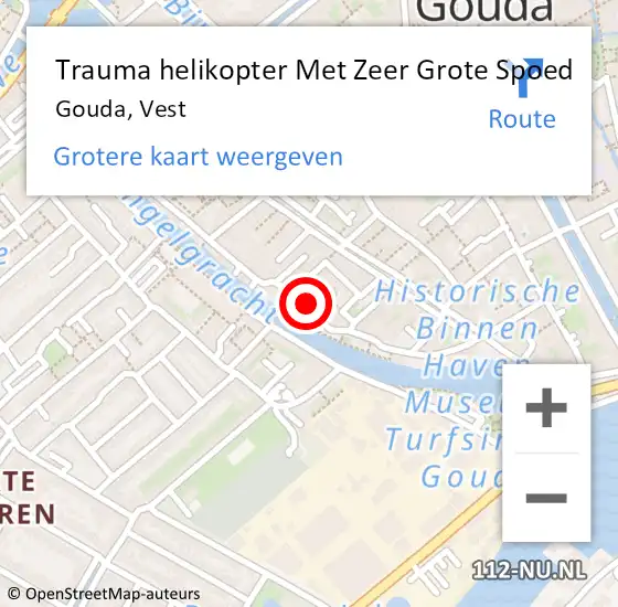 Locatie op kaart van de 112 melding: Trauma helikopter Met Zeer Grote Spoed Naar Gouda, Vest op 2 oktober 2024 18:51