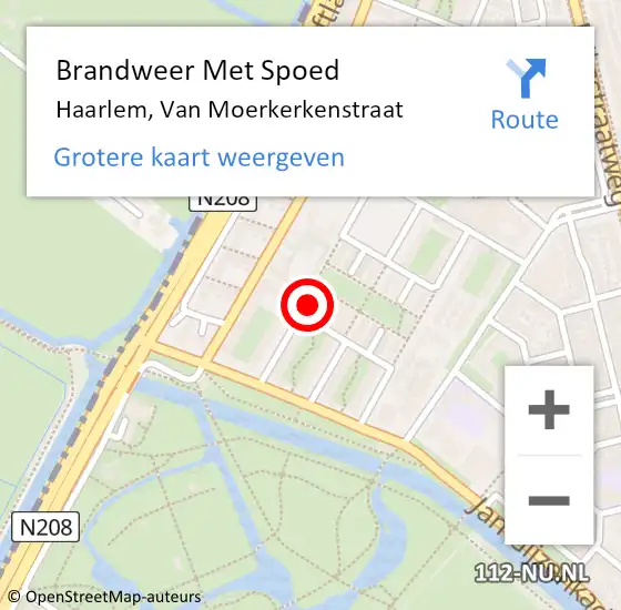 Locatie op kaart van de 112 melding: Brandweer Met Spoed Naar Haarlem, Van Moerkerkenstraat op 2 oktober 2024 18:55