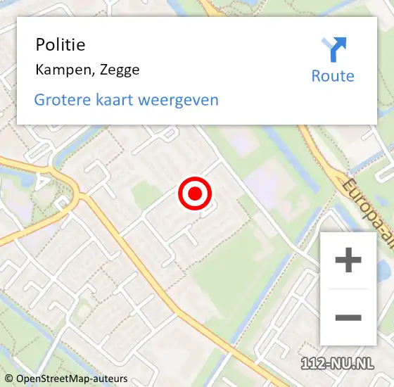 Locatie op kaart van de 112 melding: Politie Kampen, Zegge op 2 oktober 2024 19:07