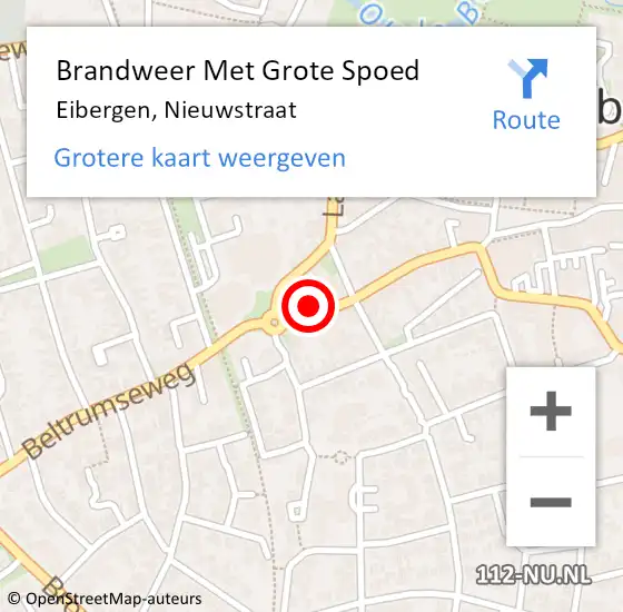 Locatie op kaart van de 112 melding: Brandweer Met Grote Spoed Naar Eibergen, Nieuwstraat op 2 oktober 2024 19:22