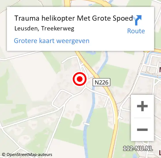 Locatie op kaart van de 112 melding: Trauma helikopter Met Grote Spoed Naar Leusden, Treekerweg op 2 oktober 2024 19:33