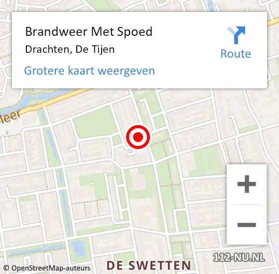 Locatie op kaart van de 112 melding: Brandweer Met Spoed Naar Drachten, De Tijen op 2 oktober 2024 19:36