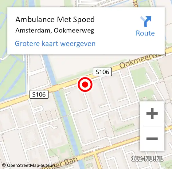 Locatie op kaart van de 112 melding: Ambulance Met Spoed Naar Amsterdam, Ookmeerweg op 2 oktober 2024 19:39