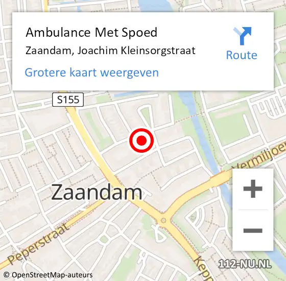 Locatie op kaart van de 112 melding: Ambulance Met Spoed Naar Zaandam, Joachim Kleinsorgstraat op 2 oktober 2024 19:41