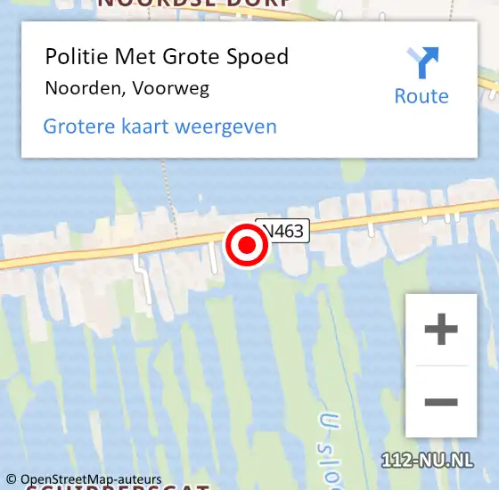 Locatie op kaart van de 112 melding: Politie Met Grote Spoed Naar Noorden, Voorweg op 2 oktober 2024 19:45