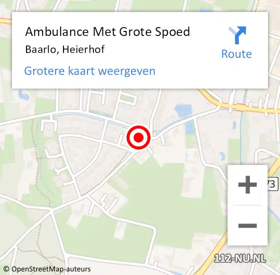 Locatie op kaart van de 112 melding: Ambulance Met Grote Spoed Naar Baarlo, Heierhof op 22 oktober 2014 03:46