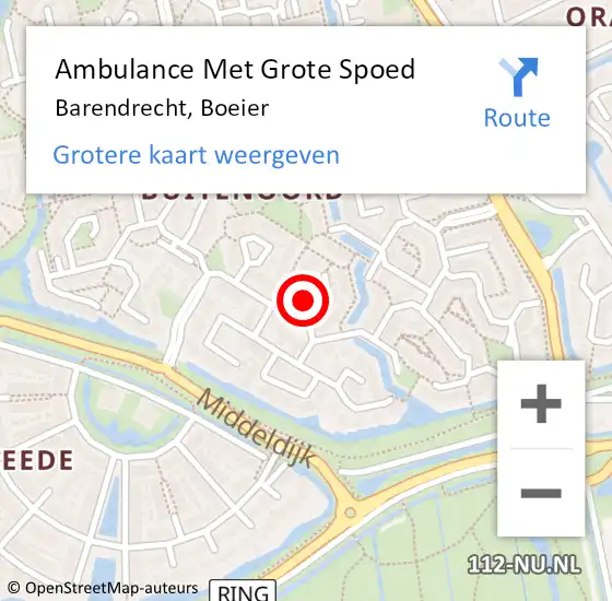 Locatie op kaart van de 112 melding: Ambulance Met Grote Spoed Naar Barendrecht, Boeier op 2 oktober 2024 20:12