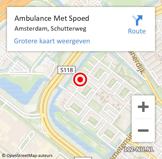 Locatie op kaart van de 112 melding: Ambulance Met Spoed Naar Amsterdam, Schutterweg op 2 oktober 2024 20:16