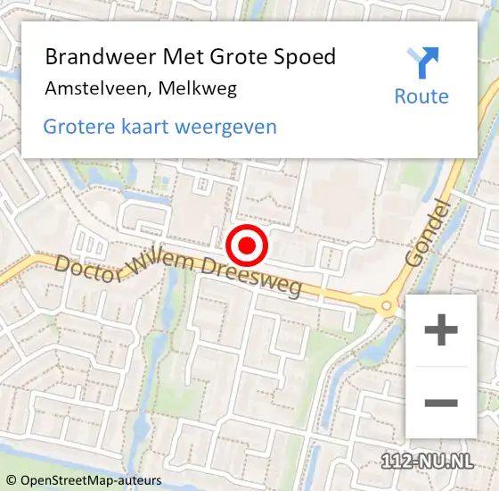 Locatie op kaart van de 112 melding: Brandweer Met Grote Spoed Naar Amstelveen, Melkweg op 2 oktober 2024 20:50