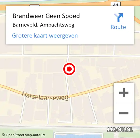 Locatie op kaart van de 112 melding: Brandweer Geen Spoed Naar Barneveld, Ambachtsweg op 2 oktober 2024 21:32