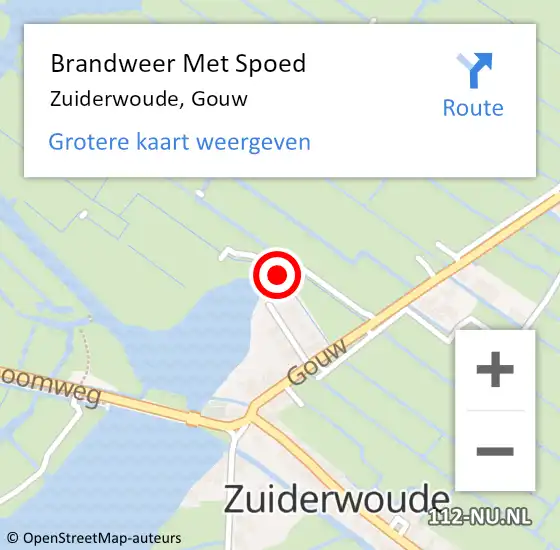 Locatie op kaart van de 112 melding: Brandweer Met Spoed Naar Zuiderwoude, Gouw op 2 oktober 2024 22:21