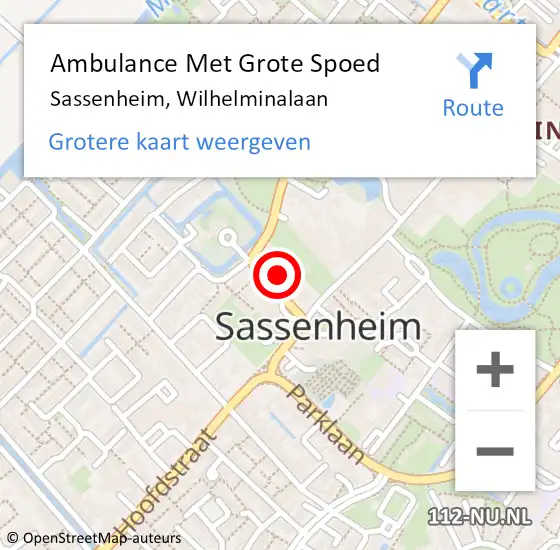 Locatie op kaart van de 112 melding: Ambulance Met Grote Spoed Naar Sassenheim, Wilhelminalaan op 2 oktober 2024 22:39