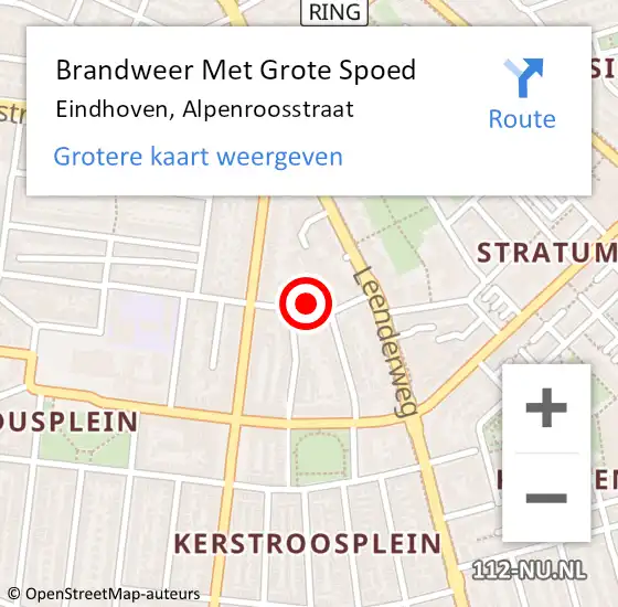 Locatie op kaart van de 112 melding: Brandweer Met Grote Spoed Naar Eindhoven, Alpenroosstraat op 2 oktober 2024 22:40