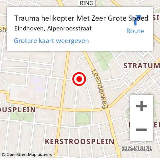 Locatie op kaart van de 112 melding: Trauma helikopter Met Zeer Grote Spoed Naar Eindhoven, Alpenroosstraat op 2 oktober 2024 22:41