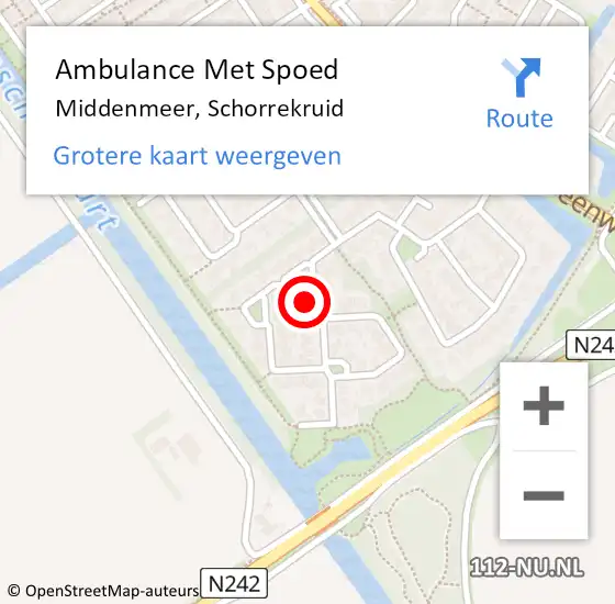 Locatie op kaart van de 112 melding: Ambulance Met Spoed Naar Middenmeer, Schorrekruid op 2 oktober 2024 22:43