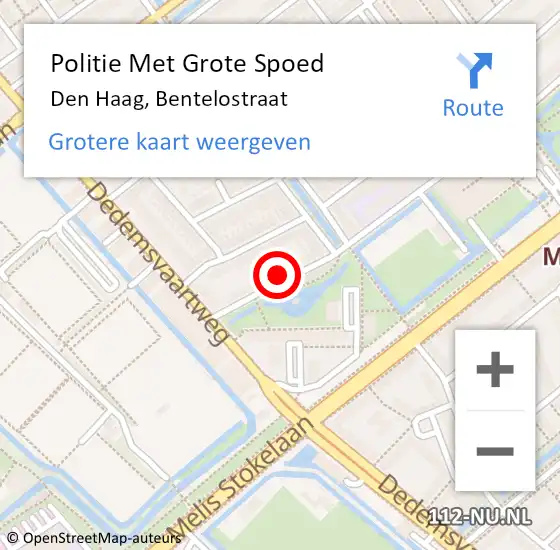 Locatie op kaart van de 112 melding: Politie Met Grote Spoed Naar Den Haag, Bentelostraat op 2 oktober 2024 22:52