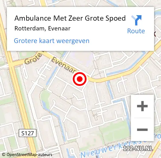 Locatie op kaart van de 112 melding: Ambulance Met Zeer Grote Spoed Naar Rotterdam, Evenaar op 2 oktober 2024 23:26