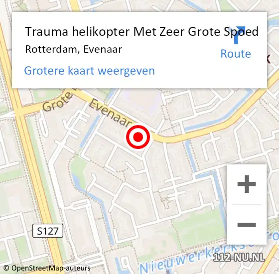 Locatie op kaart van de 112 melding: Trauma helikopter Met Zeer Grote Spoed Naar Rotterdam, Evenaar op 2 oktober 2024 23:26