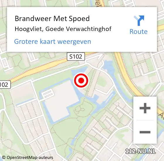 Locatie op kaart van de 112 melding: Brandweer Met Spoed Naar Hoogvliet, Goede Verwachtinghof op 2 oktober 2024 23:34