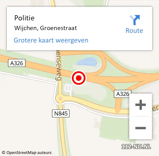 Locatie op kaart van de 112 melding: Politie Wijchen, Groenestraat op 2 oktober 2024 23:35