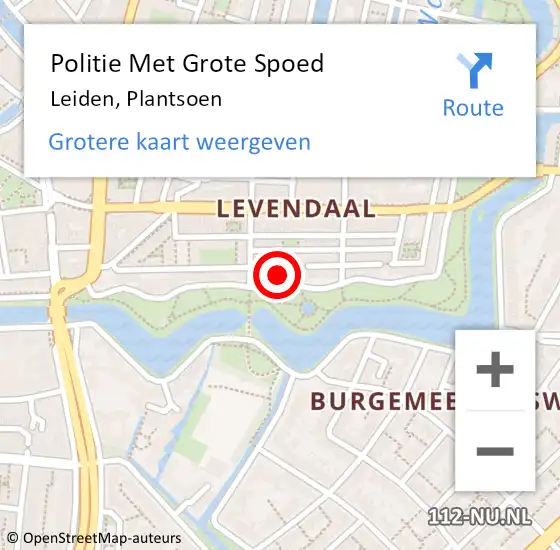 Locatie op kaart van de 112 melding: Politie Met Grote Spoed Naar Leiden, Plantsoen op 2 oktober 2024 23:42