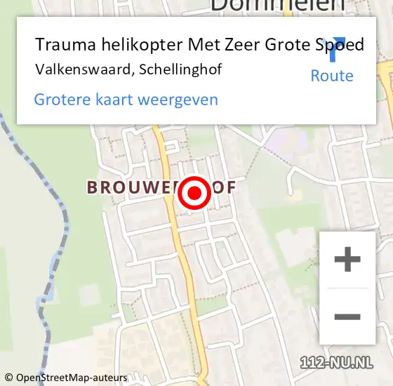 Locatie op kaart van de 112 melding: Trauma helikopter Met Zeer Grote Spoed Naar Valkenswaard, Schellinghof op 2 oktober 2024 23:47