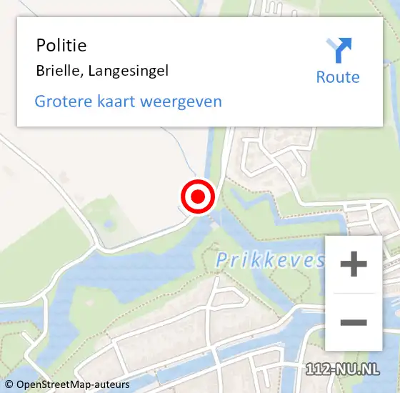 Locatie op kaart van de 112 melding: Politie Brielle, Langesingel op 2 oktober 2024 23:52