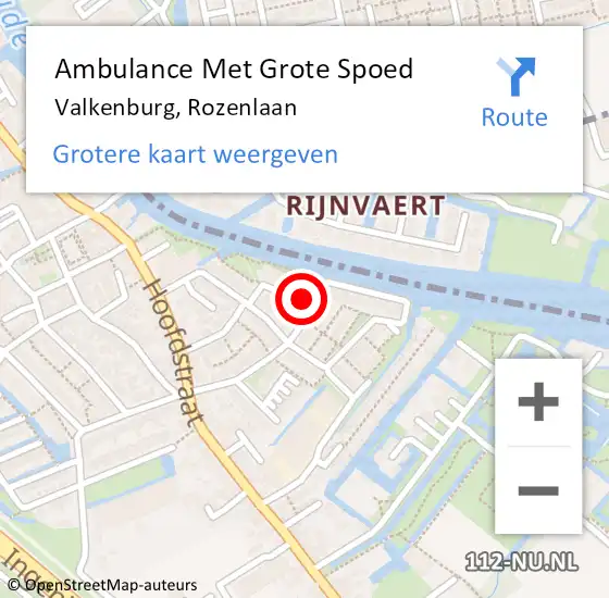 Locatie op kaart van de 112 melding: Ambulance Met Grote Spoed Naar Valkenburg, Rozenlaan op 3 oktober 2024 00:12