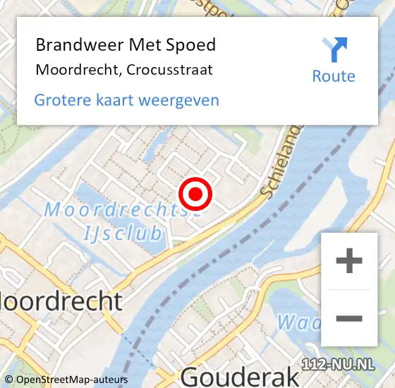 Locatie op kaart van de 112 melding: Brandweer Met Spoed Naar Moordrecht, Crocusstraat op 3 oktober 2024 00:49