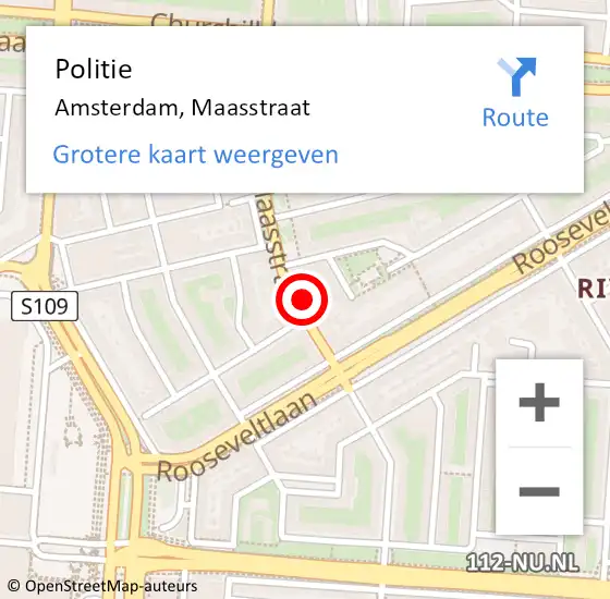 Locatie op kaart van de 112 melding: Politie Amsterdam, Maasstraat op 3 oktober 2024 02:31