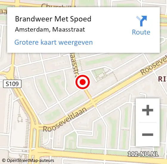 Locatie op kaart van de 112 melding: Brandweer Met Spoed Naar Amsterdam, Maasstraat op 3 oktober 2024 02:39