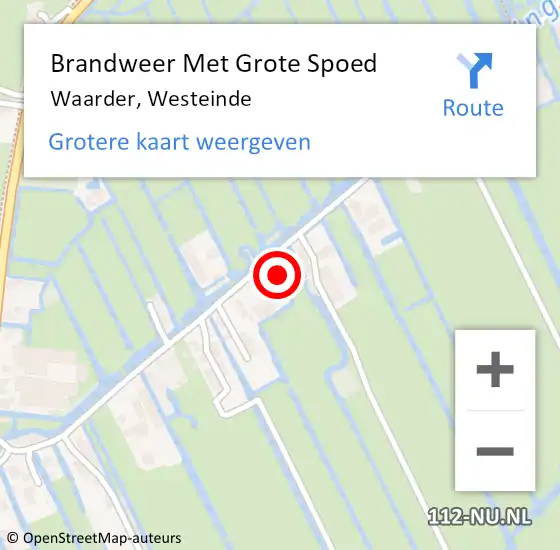 Locatie op kaart van de 112 melding: Brandweer Met Grote Spoed Naar Waarder, Westeinde op 3 oktober 2024 03:16