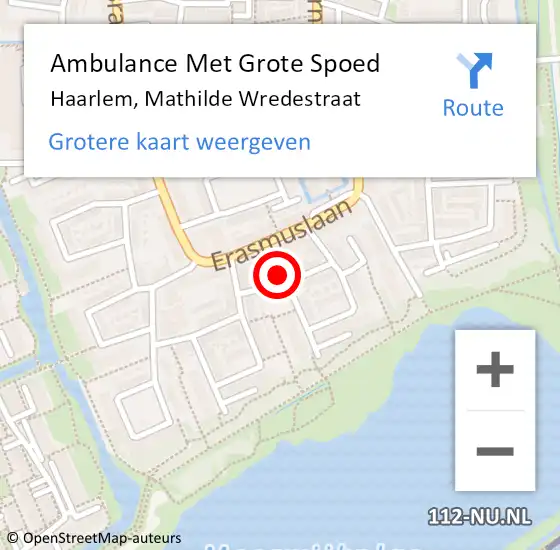 Locatie op kaart van de 112 melding: Ambulance Met Grote Spoed Naar Haarlem, Mathilde Wredestraat op 3 oktober 2024 03:29