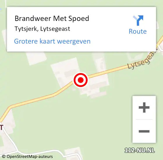Locatie op kaart van de 112 melding: Brandweer Met Spoed Naar Tytsjerk, Lytsegeast op 22 oktober 2014 05:48