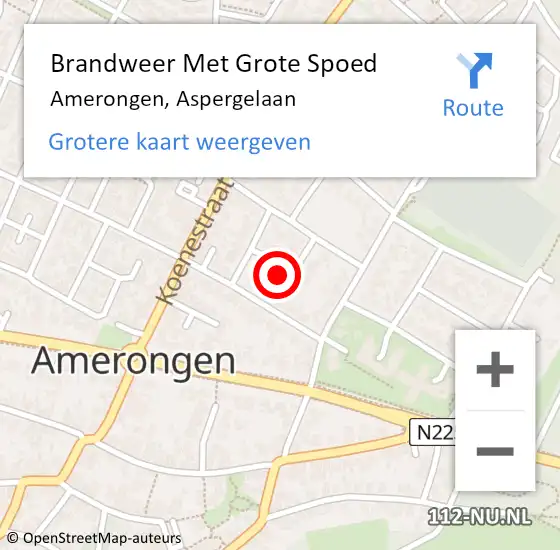 Locatie op kaart van de 112 melding: Brandweer Met Grote Spoed Naar Amerongen, Aspergelaan op 3 oktober 2024 04:21