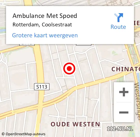 Locatie op kaart van de 112 melding: Ambulance Met Spoed Naar Rotterdam, Coolsestraat op 3 oktober 2024 05:29