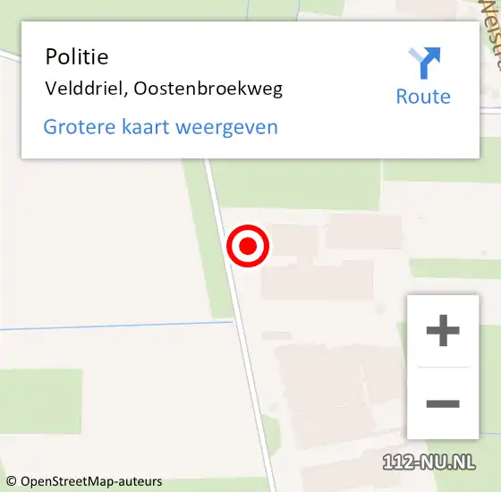 Locatie op kaart van de 112 melding: Politie Velddriel, Oostenbroekweg op 3 oktober 2024 06:01